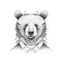 Angry Bear full face  tattoo design idea