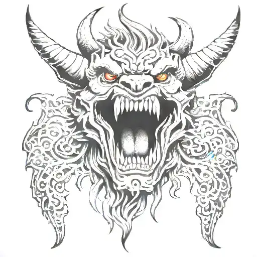crying demon tattoo design idea