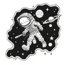A computer engineer navigating through a galaxy of planets and stars tattoo design idea