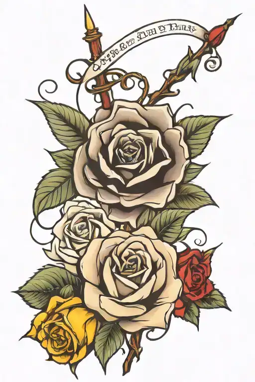peace rose love faith hope written vertically tattoo design idea