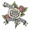 peace rose love faith hope written tattoo design idea