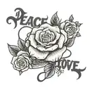 peace rose love faith hope written tattoo design idea