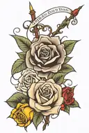peace rose love faith hope written vertically tattoo design idea
