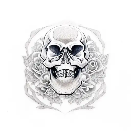 skull and maya tattoo design idea