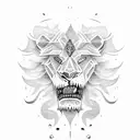 lion and skull tattoo design idea