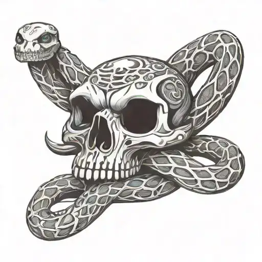 slithering skeleton snake  tattoo design idea