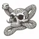slithering skeleton snake  tattoo design idea