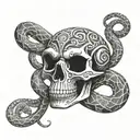 slithering skeleton snake  tattoo design idea