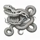 slithering skeleton snake  tattoo design idea