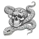slithering skeleton snake  tattoo design idea