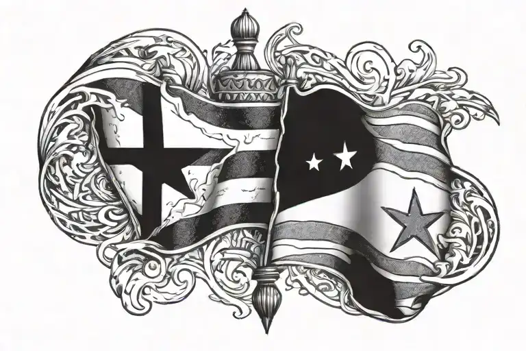 american and Israel flag together tattoo design idea