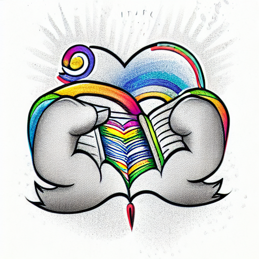 reading rainbow tattoo design idea