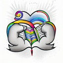 reading rainbow tattoo design idea