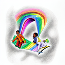 reading rainbow tattoo design idea