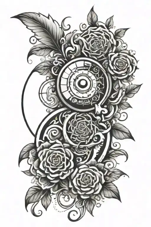organic with a circle with elements tattoo design idea
