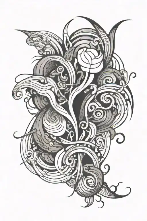 abstract organic with lines tattoo design idea
