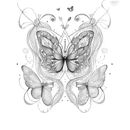 bosque con mariposas tattoo design idea