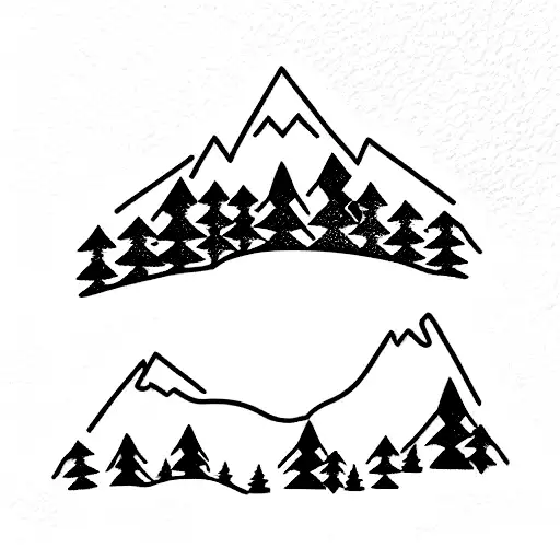 3 bears and a snowy mountain inside a mountain tattoo design idea