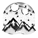 3 bears and a snowy mountain inside a mountain tattoo design idea