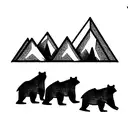 3 bears and a snowy mountain inside a mountain tattoo design idea