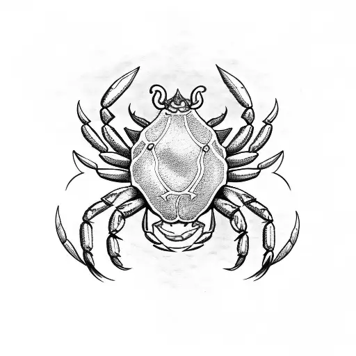 crab with scorpion tail and capricorn horns tattoo design idea