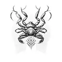 crab with scorpion tail and capricorn horns tattoo design idea