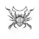 crab with scorpion tail and capricorn horns tattoo design idea