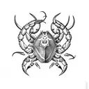 crab with scorpion tail and capricorn horns tattoo design idea