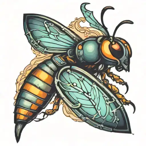 side view of firefly insect tattoo design idea