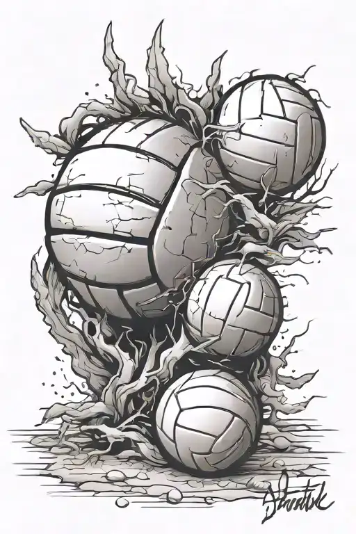 volleyball, punk rock tattoo design idea