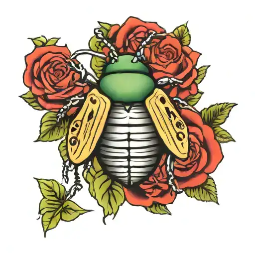 June bug with memorial banner tattoo tattoo design idea
