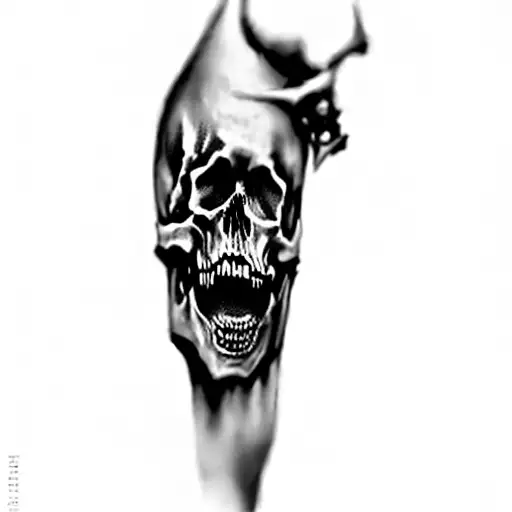 realistic woman face, half zombie skull, dark, devil tattoo design idea