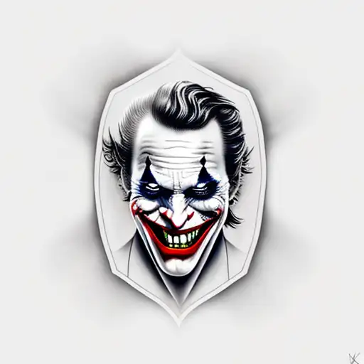 Black Ink Laughing Joker Tattoo