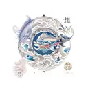 signe astrologique poisson en forme de vague tattoo design idea