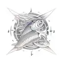 signe astrologique poisson en forme de vague tattoo design idea