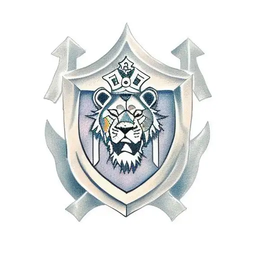 Lion and crusader shield tattoo design idea