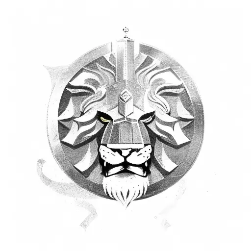 Lion and crusader shield tattoo design idea