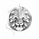 Lion and crusader shield tattoo design idea