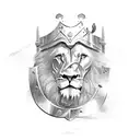 Lion and crusader shield tattoo design idea