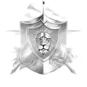Lion and crusader shield tattoo design idea