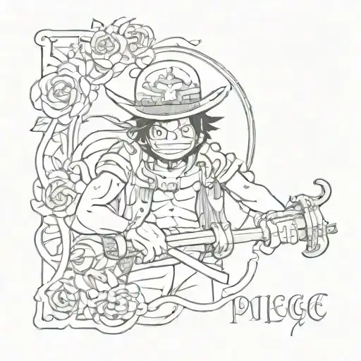One Piece inspired tattoo featuring the date 19th July 2024 tattoo design idea