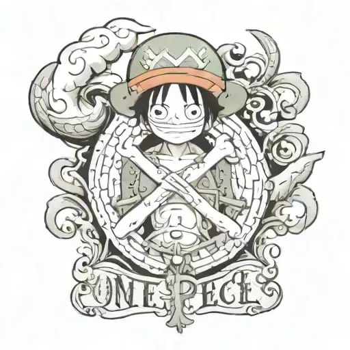 One piece inspired tattoo featuring the date 19/07/24 tattoo design idea