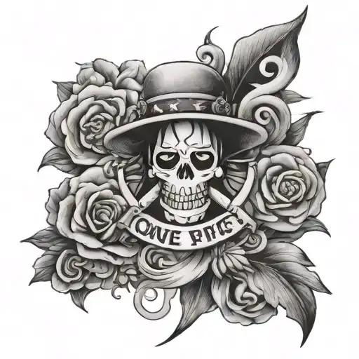 One piece inspired tattoo featuring the date 19/07/24 tattoo design idea