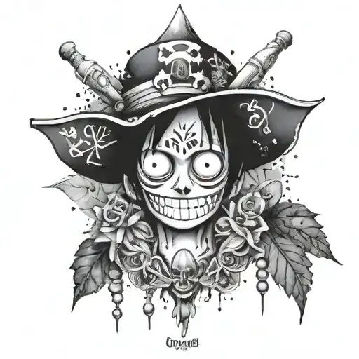 One piece inspired tattoo featuring the date 19/07/24 tattoo design idea