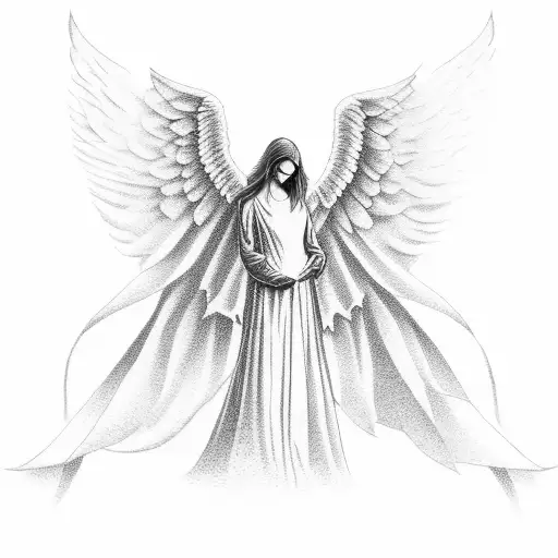 rip angel grandma tattoo design idea