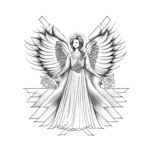 rip angel grandma tattoo design idea