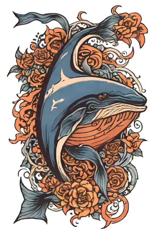 blue whale tattoo design idea