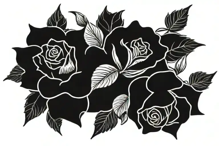 name and roses surrounded tattoo design idea