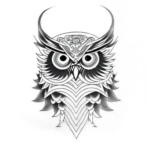 evil owl tattoo design idea