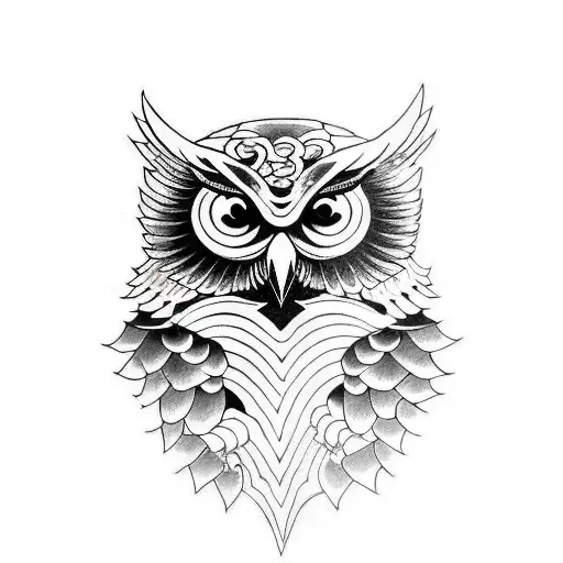 evil owl tattoo design idea